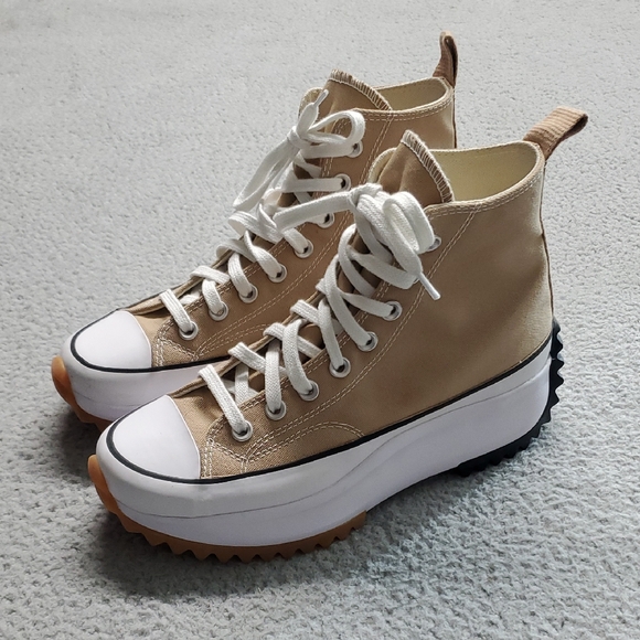 Converse Women's Beige High-Top Platform Sneakers with Chunky Tread Size 8.5